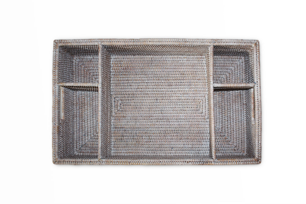 5-Section Tray with Cutout Handles - White Wash - Blue Rooster Trading