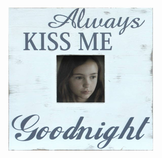 Frame "ALWAYS KISS ME GOODNIGHT" 13x13" - Rustic White - Blue Rooster Trading