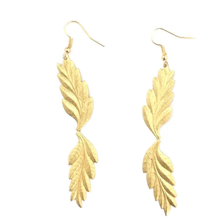 Gold Leaves Dangly Earrings