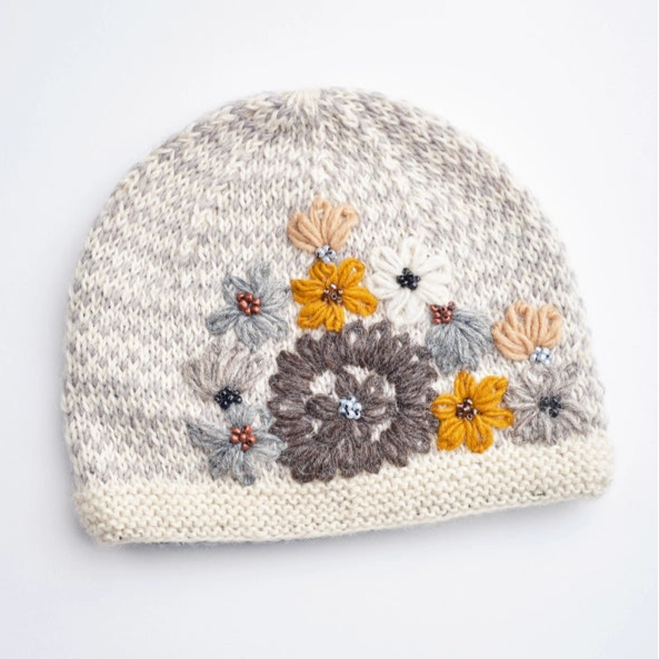 Floral Embroidered Beanie