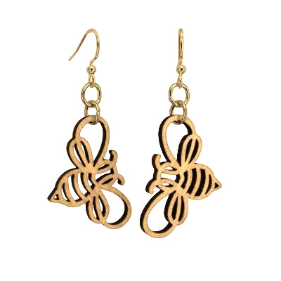 Yellow Bee Wood Earrings
