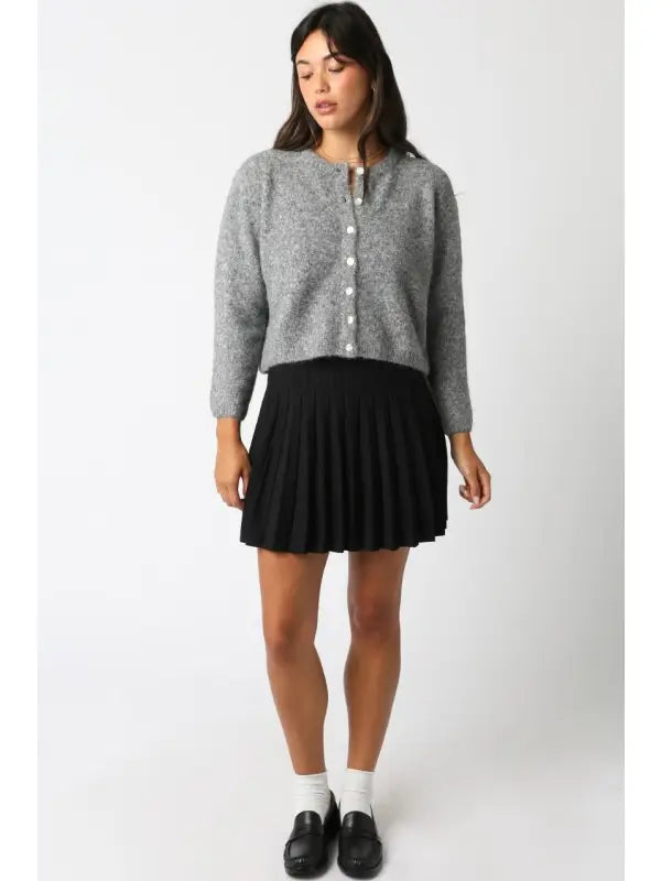 Heather Grey Lucy Button Knit Cardigan