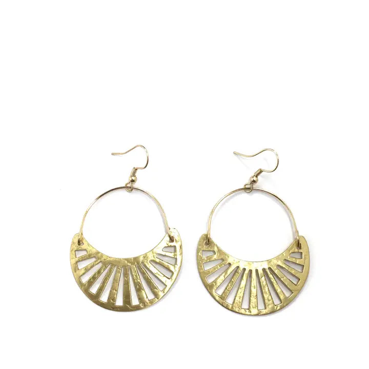 Matte Gold Crescent Dangly Earrings