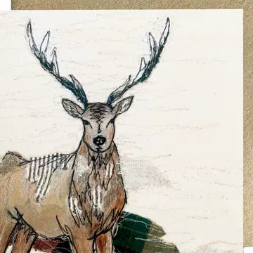 Staggering Stitch Stag Embroidery Art Card