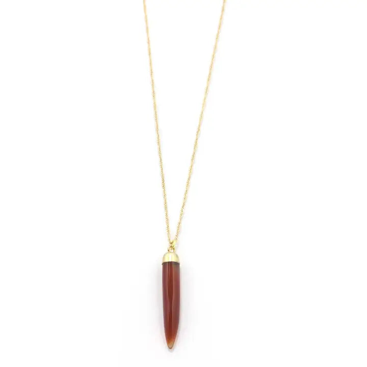 Agate Horn Pendant Necklace