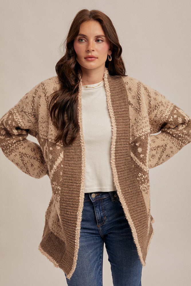 Patterned Open Cardigan