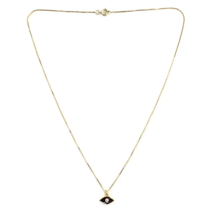 Black Enamel Evil Eye Pendant Necklace