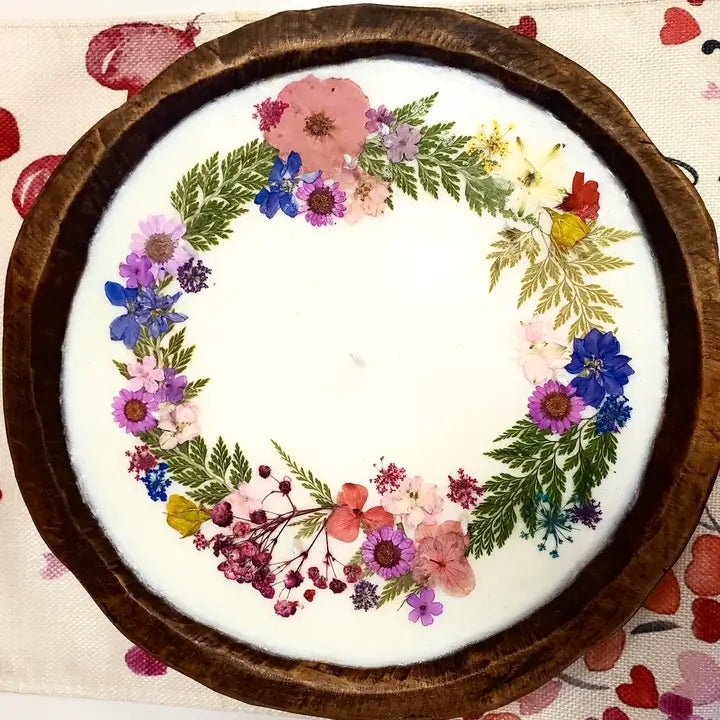 Flower Wreath Dough Bowl Candle
