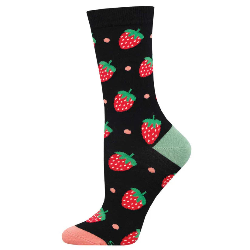 Black Strawberry Delight Women's Sock