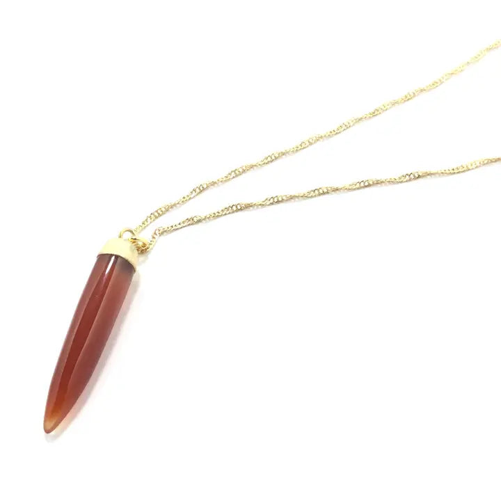 Agate Horn Pendant Necklace