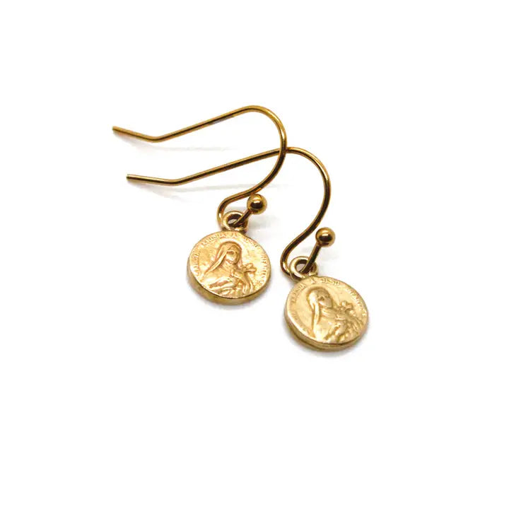Bronze Religious Charm Earrings