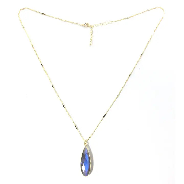 Labradorite Teardrop Pendant Necklace
