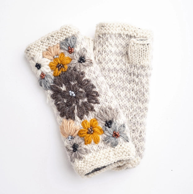 Floral Embroidered Handwarmers