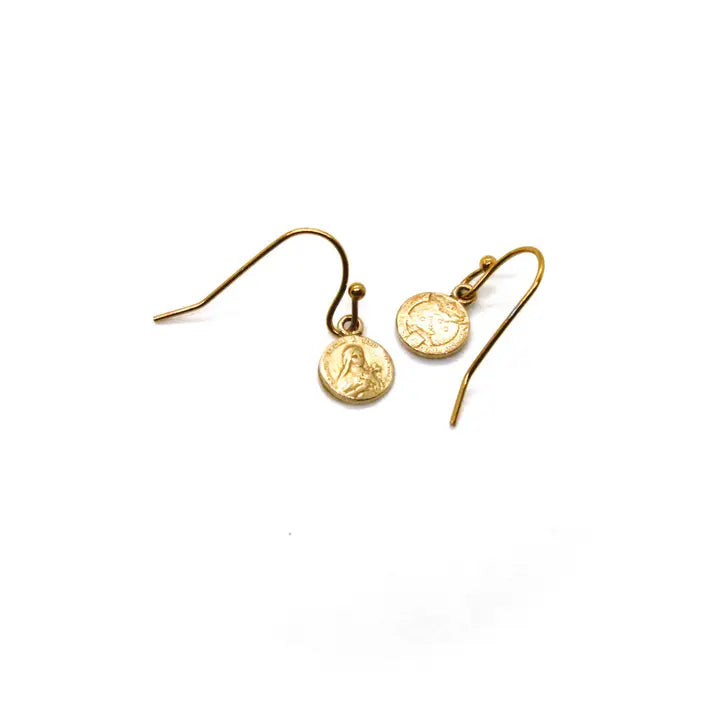 Bronze Religious Charm Earrings