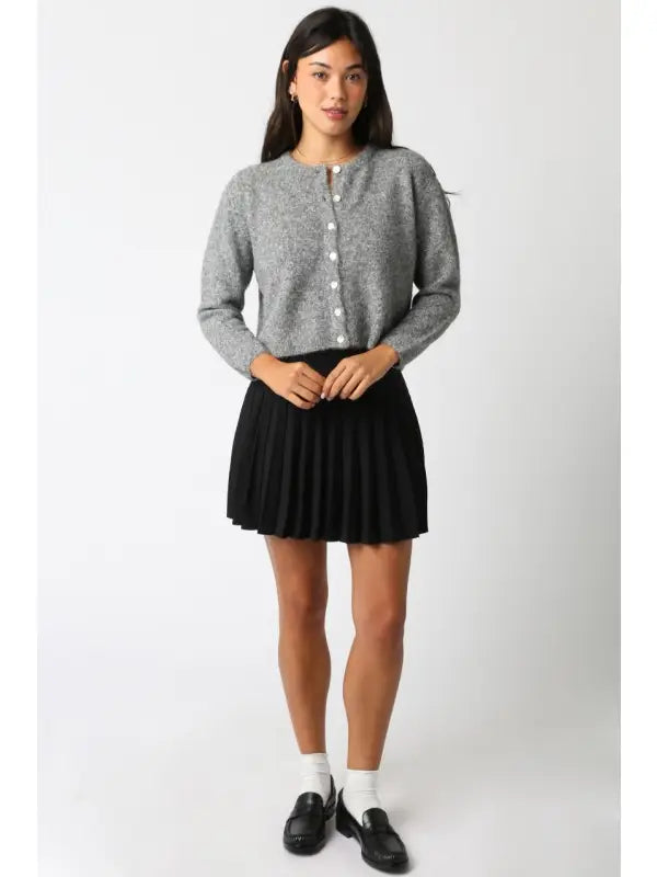Heather Grey Lucy Button Knit Cardigan