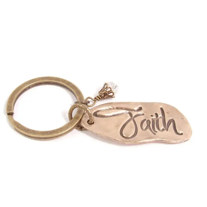 Faith Hand-Stamped Bronze Keychain