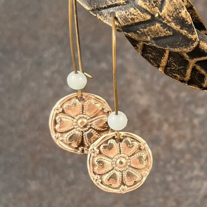 Aimee Heart Flower Earrings