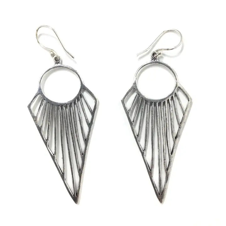 Silver Geometric Point Dangly Earrings