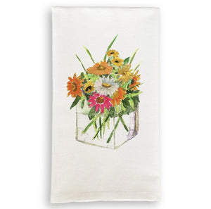 Square Vase w/Flowers Kitchen Towel