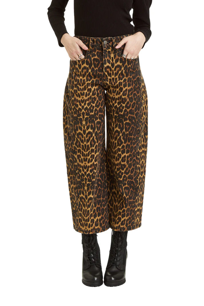 Leopard Print Barrel Crop Pants