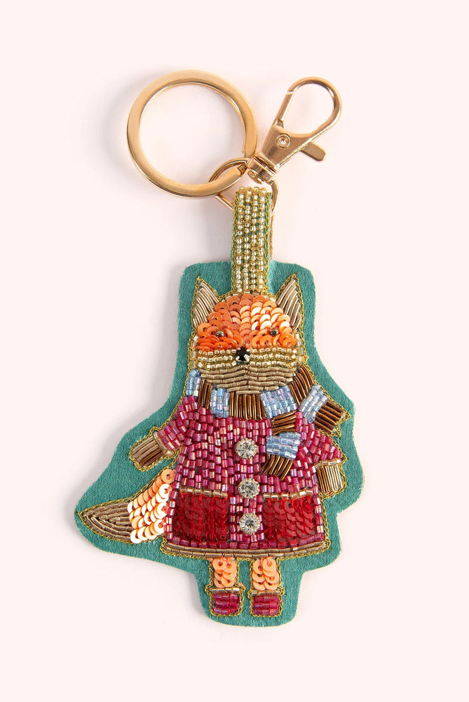 Fall Fox Beaded Keyring