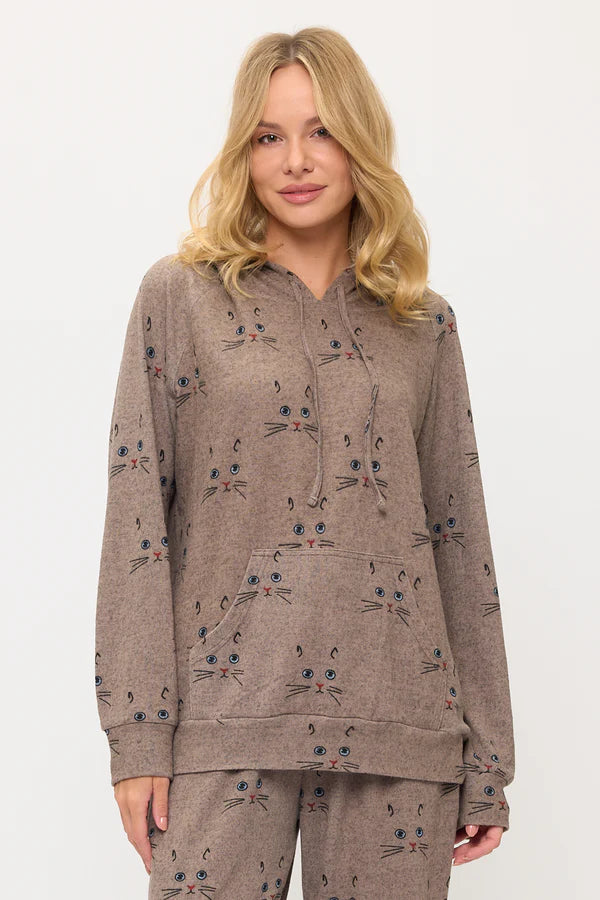 Cat Whiskers Print Hoodie