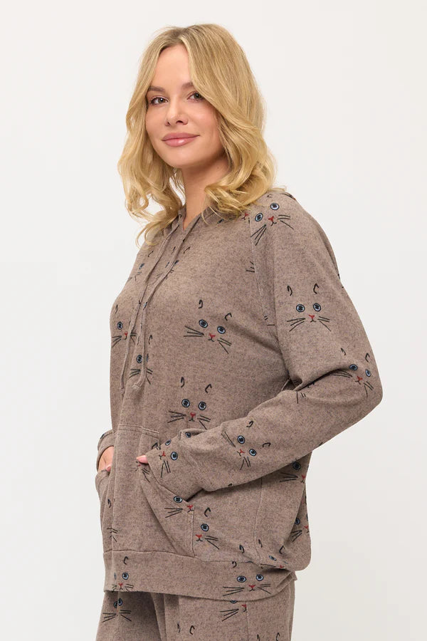 Cat Whiskers Print Hoodie