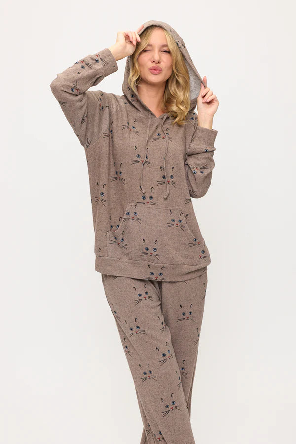 Cat Whiskers Print Hoodie