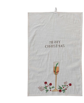 Merry Christmas Holiday Cocktail Tea Towel