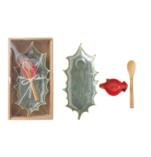 Stoneware Plate W/Dish & Spoon Boxed Set