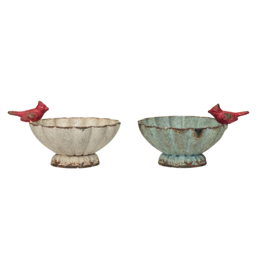 Fluted Bowl W/Bird 2-Assorted