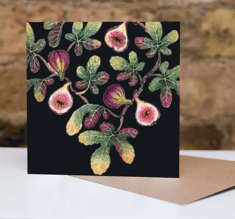 Fig Midnight Embroidery Art Card