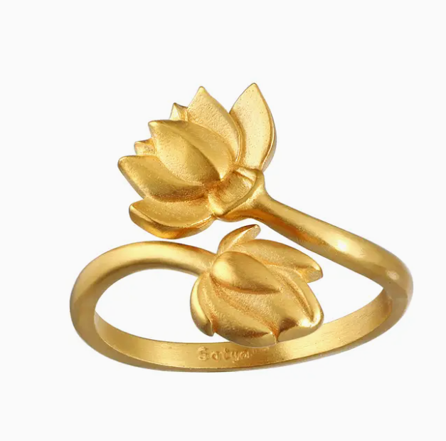 Double Lotus Open Ring