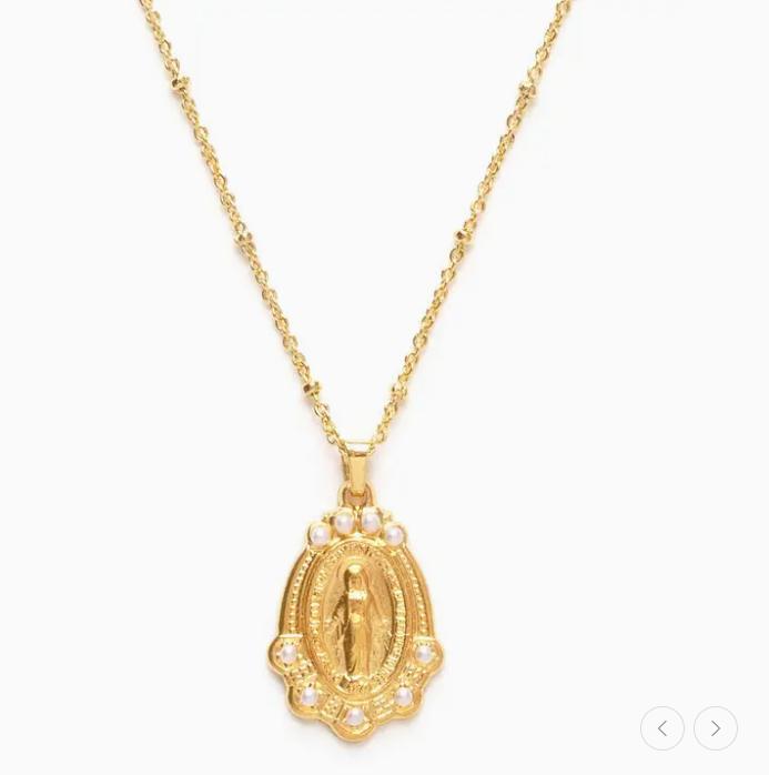 Miraculous Mary W/Pearls Necklace