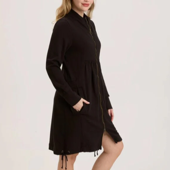 Fleece Funnel-Neck Longcoat