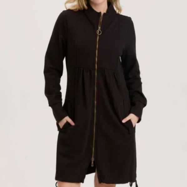 Fleece Funnel-Neck Longcoat