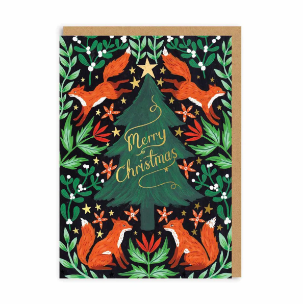 Fox Christmas Tree Greeting Card