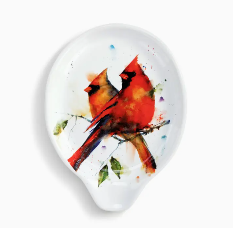 Spoon Rest Oval W/Cardinal