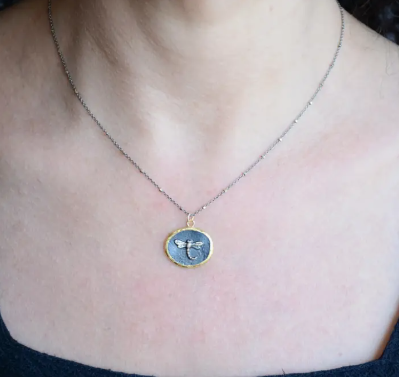 Mix Metal Dragonfly Necklace
