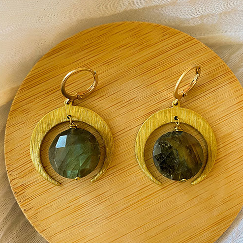 Labradorite Lunar Eclipse Earrings