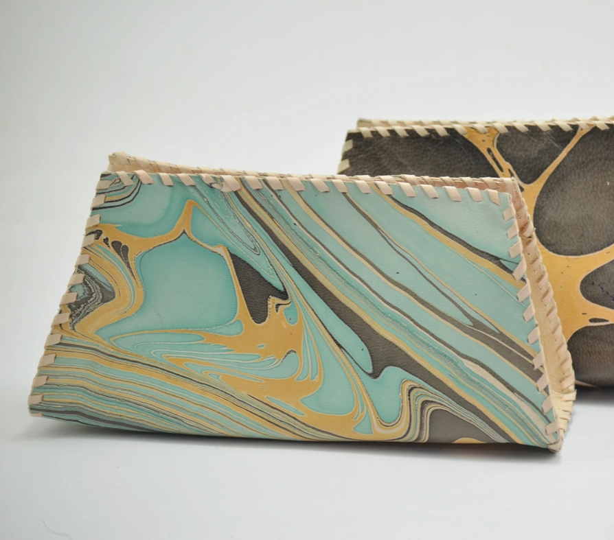 Turquoise Marble Leather Glasses Case