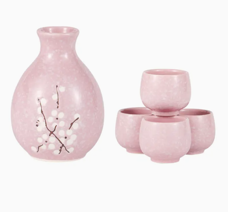 Pink Ume Blossom 1:4 Sake set