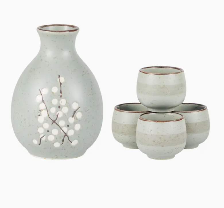 Blue Plum Blossom 1:4 Sake Set