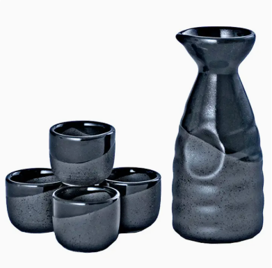 Black Matte Glazed 1:4 Sake Set