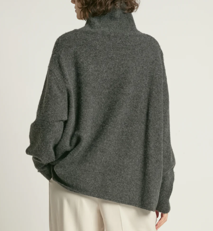 Khaki Slouch Turtleneck Sweater
