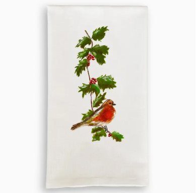 Holly and Bird Kitchen Towel