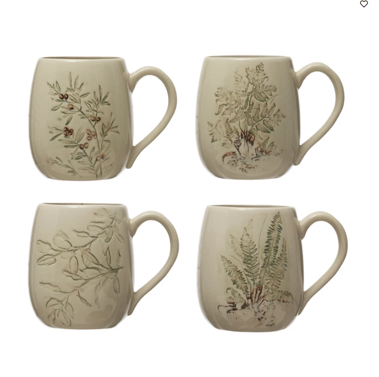 
            
                Load image into Gallery viewer, Debossed Mug Botanical S/4
            
        
