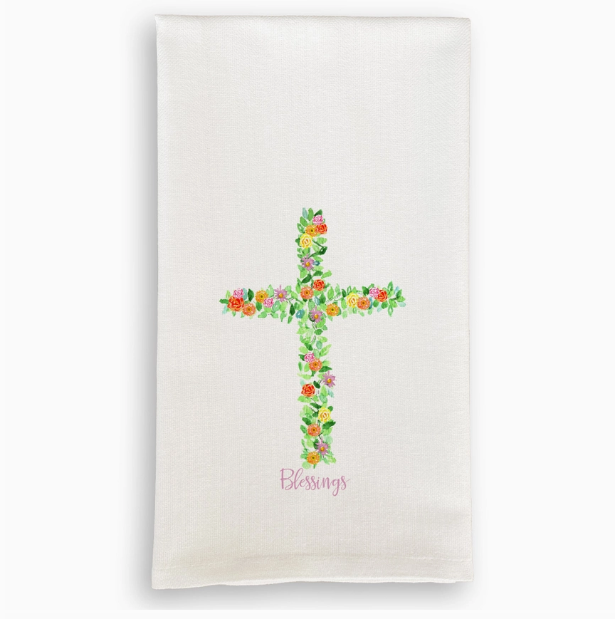 Cross W/Flowers Kitchen Towel