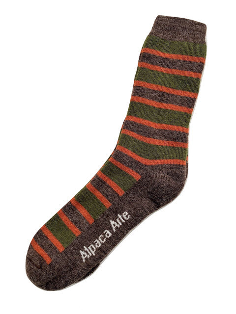 Brown Stripe Alpaca Socks