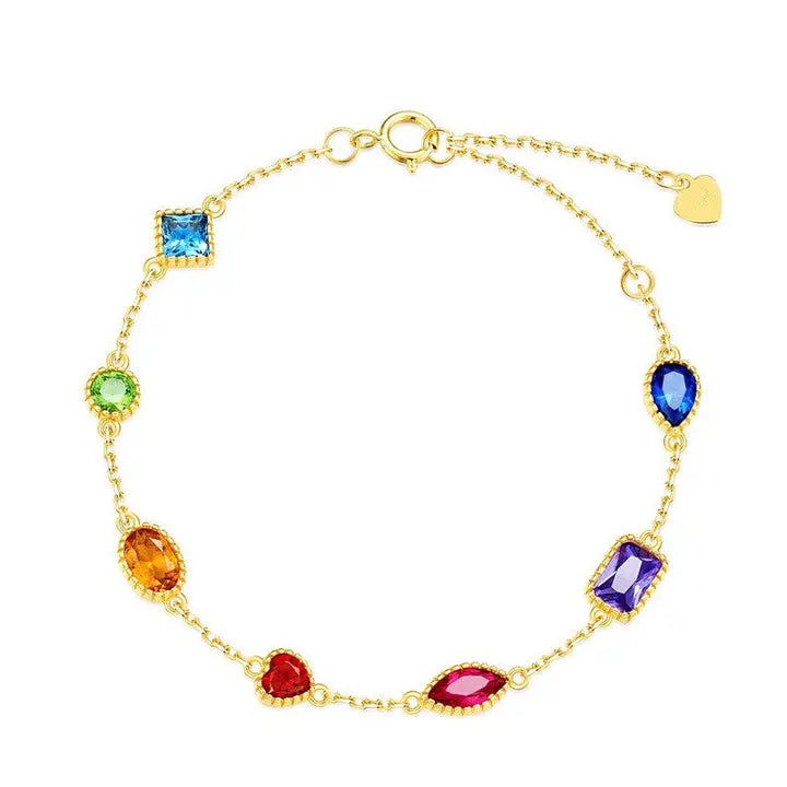 Rainbow Gemstone Charm Bracelet